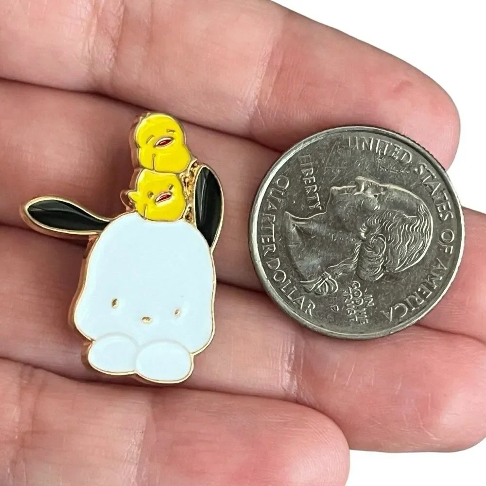 Kawaii Chibi Pooch and Chicks Dog Baby Birds Stack Enamel pin